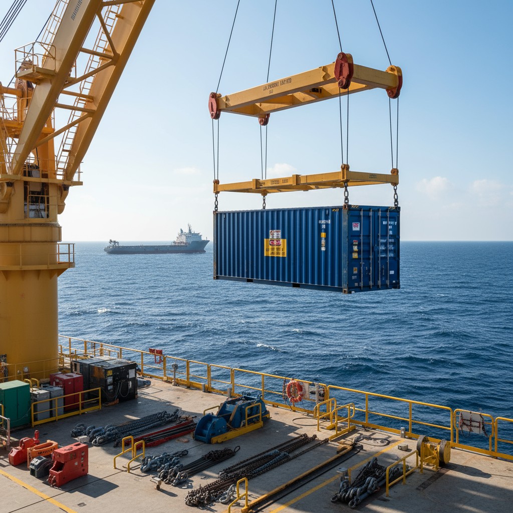 Andaime sendo puxado por guindaste